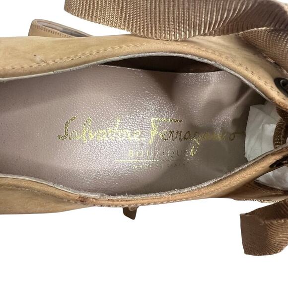 Salvatore Ferragamo Boutique Tan Suede Lace Espadrilles Size 9 - Picture 9 of 11